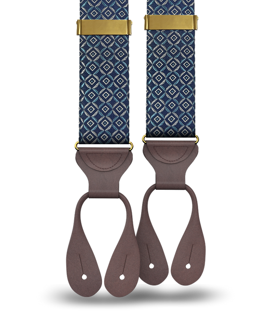 Neptune Blue Silk Suspenders - KK & Jay Supply Co.