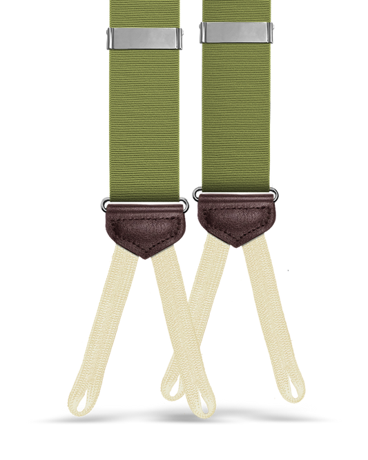 Rivington Solid Grosgrain Suspenders - Olive Green