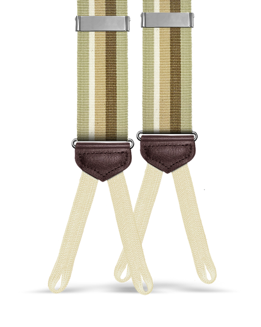 Pelham Khaki Stripe Suspenders - KK & Jay Supply Co.