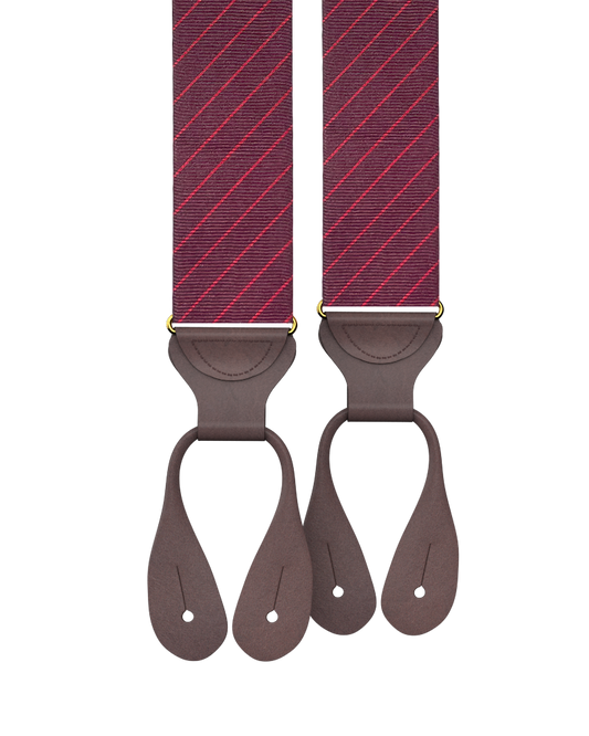 Limited Edition<br>Pinson Stripe Maroon Suspenders - KK & Jay Supply Co.