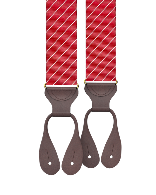 Limited Edition<br>Pinson Stripe Red Suspenders - KK & Jay Supply Co.