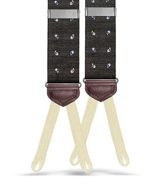 Limited Edition<br>Wadhams Paisley Spot Silk Suspenders - Brown - KK & Jay Supply Co.