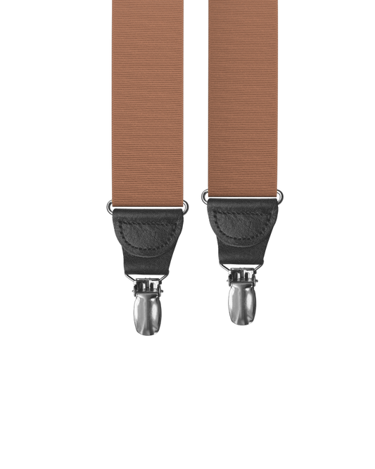 Coffee Grosgrain Clip-on Suspenders - KK & Jay Supply Co.