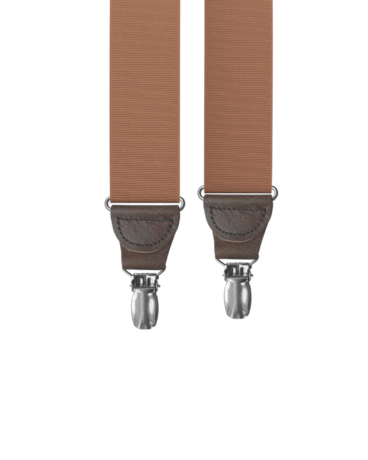Coffee Grosgrain Clip-on Suspenders - KK & Jay Supply Co.