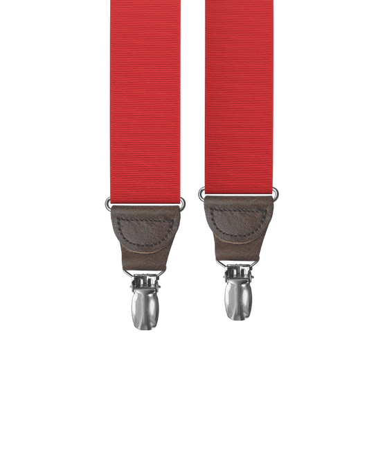 Cranberry Grosgrain Clip-on Suspenders - KK & Jay Supply Co.
