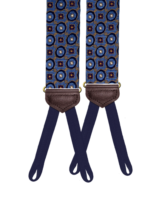 Limited Edition<br>Crowninshield Blue Silk Suspenders - KK & Jay Supply Co.