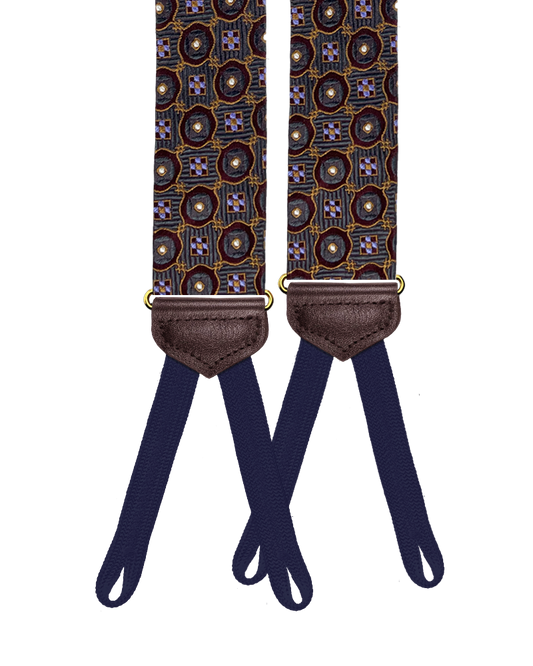 Limited Edition<br>Crowninshield Grey Silk Suspenders - KK & Jay Supply Co.