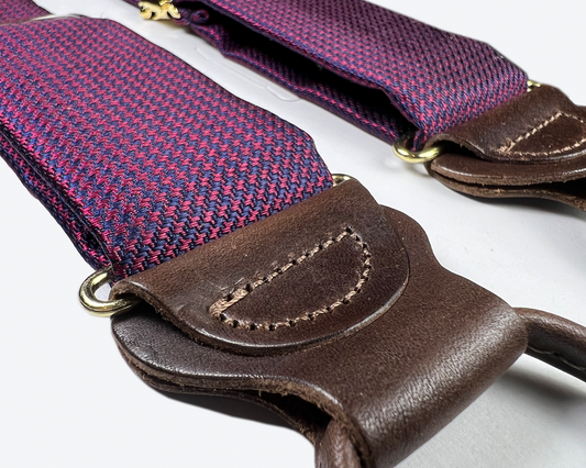 Fowler Puppytooth Silk Suspenders - Red - KK & Jay Supply Co.