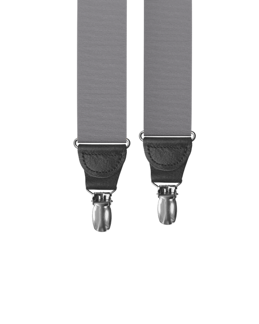 Grey Grosgrain Clip-on Suspenders - KK & Jay Supply Co.