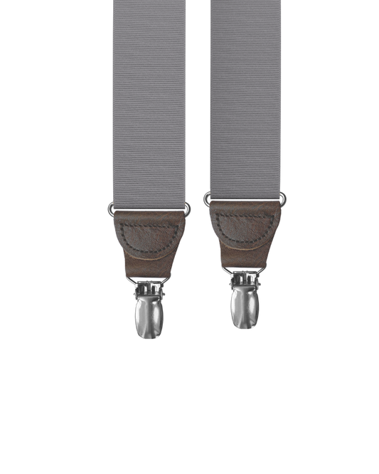 Grey Grosgrain Clip-on Suspenders - KK & Jay Supply Co.