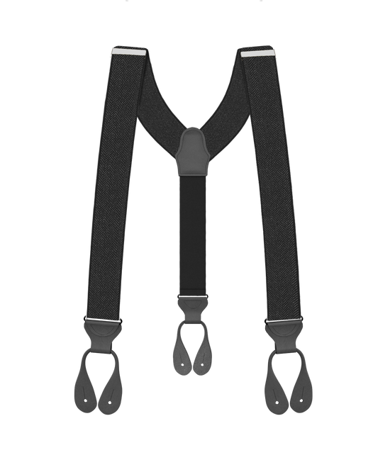 *New Limited Edition<br>Herringbone Black Suspenders - KK & Jay Supply Co.