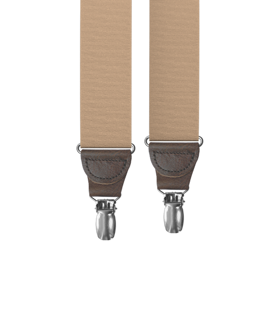 Khaki Grosgrain Clip-on Suspenders - KK & Jay Supply Co.