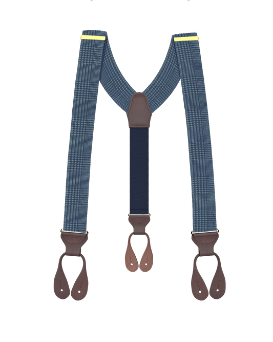 Pre-Order: Limited Edition<br>Glen Check Navy Suspenders - KK & Jay Supply Co.