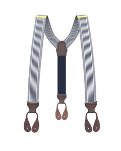 Kingsbridge Navy Stripe Suspenders - KK & Jay Supply Co.