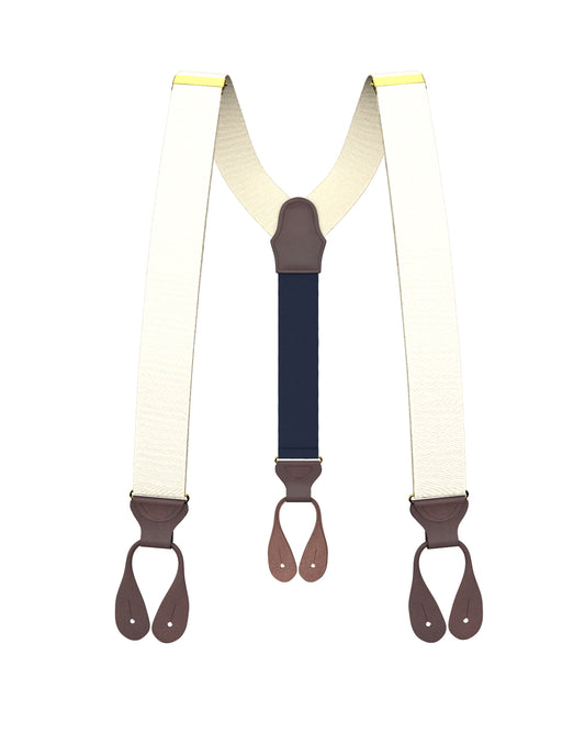 Ivory Grosgrain Suspenders - KK & Jay Supply Co.