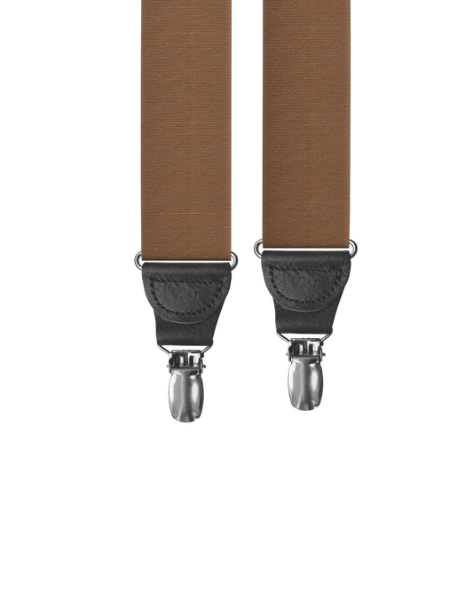 Light Brown Grosgrain Clip-on Suspenders - KK & Jay Supply Co.