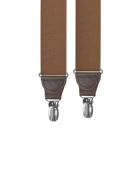 Light Brown Grosgrain Clip-on Suspenders - KK & Jay Supply Co.