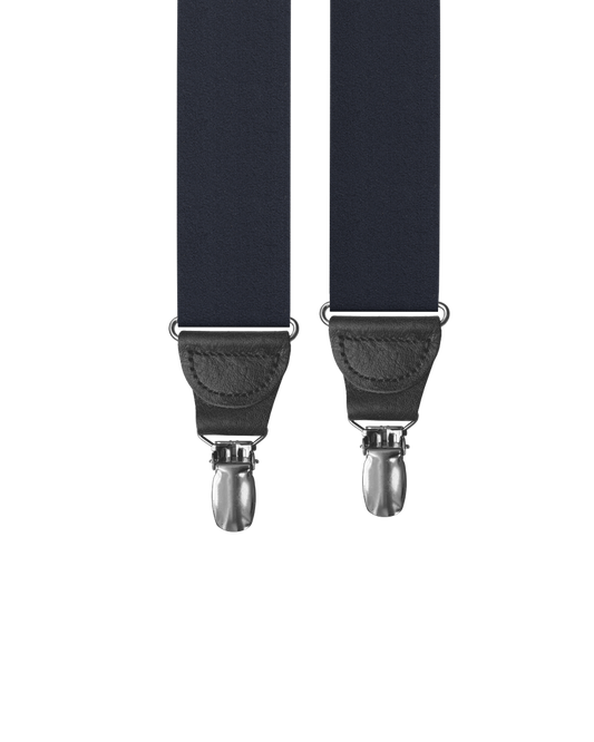 Navy Silk Clip-on Suspenders - KK & Jay Supply Co.
