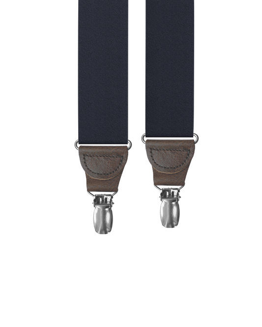 Navy Silk Clip-on Suspenders - KK & Jay Supply Co.