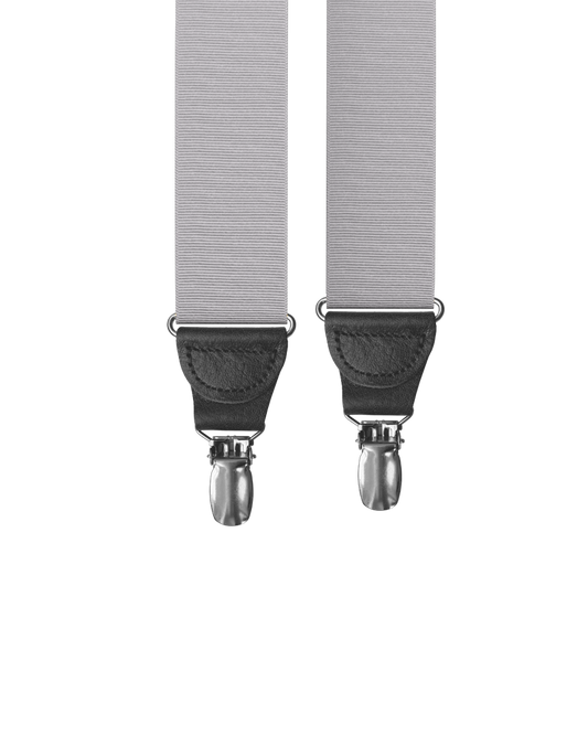Silver Grosgrain Clip-on Suspenders - KK & Jay Supply Co.