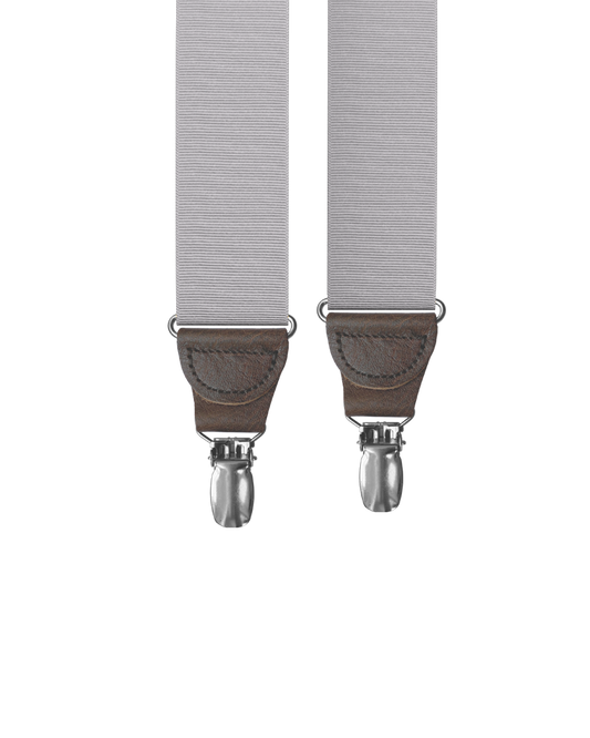 Silver Grosgrain Clip-on Suspenders - KK & Jay Supply Co.