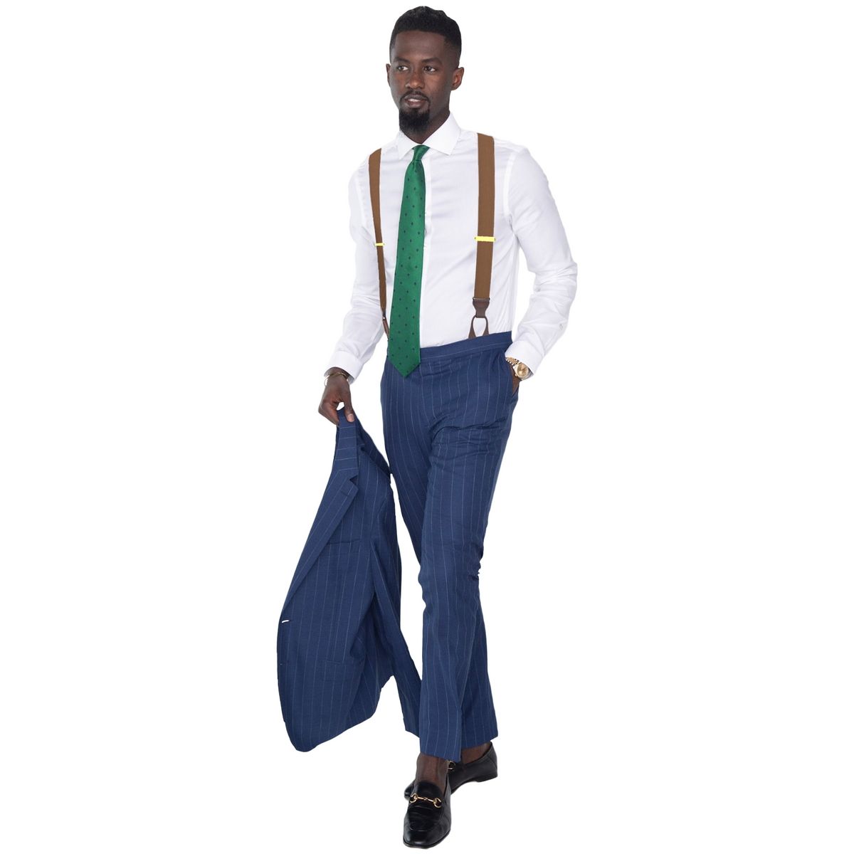 Classic Cognac Stripe Gents Suspenders – Garrison Suits