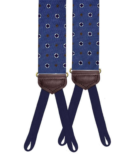 Limited Edition<br>Cambreleng Blue Silk Suspenders - KK & Jay Supply Co.