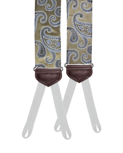 Limited Edition<br>Charlotte Champagne Paisley Silk Suspenders - KK & Jay Supply Co.
