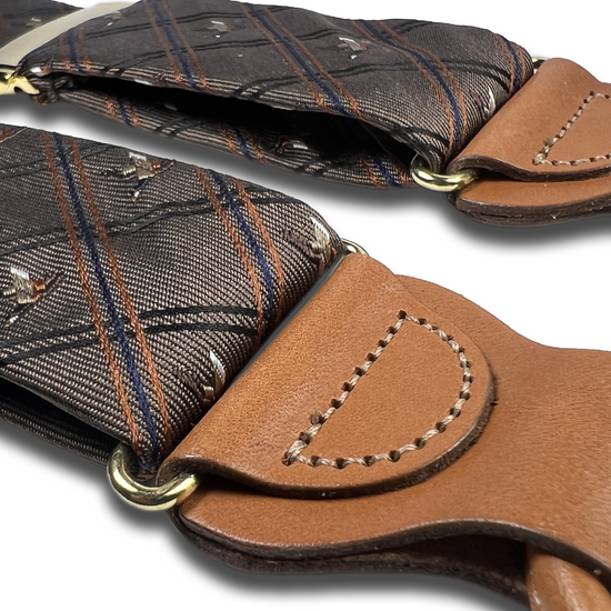 Limited Edition<br>Gillespi Silk Suspenders - Brown - KK & Jay Supply Co.