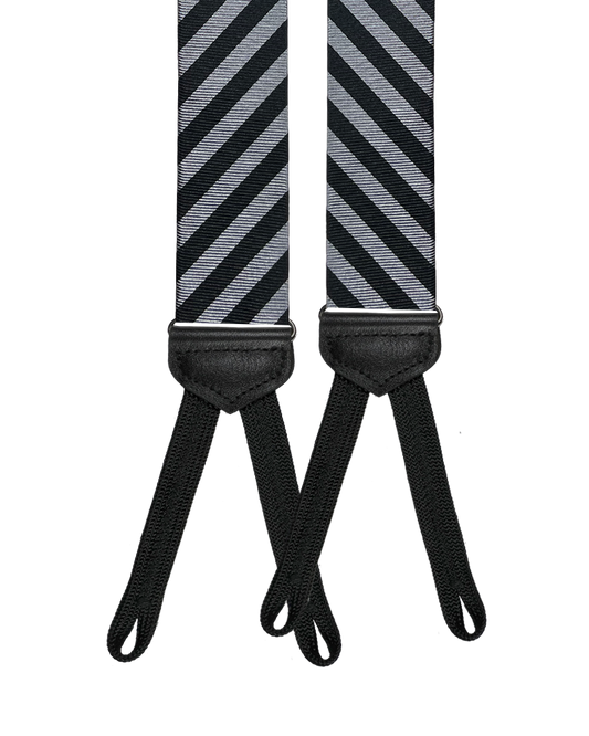 Limited Edition<br>Hudson Stripe Black/Grey Suspenders - KK & Jay Supply Co.