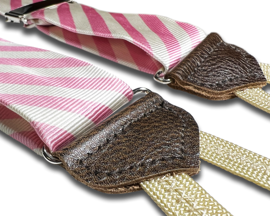 Limited Edition<br>Hudson Stripe Pink/Ivory Suspenders - KK & Jay Supply Co.