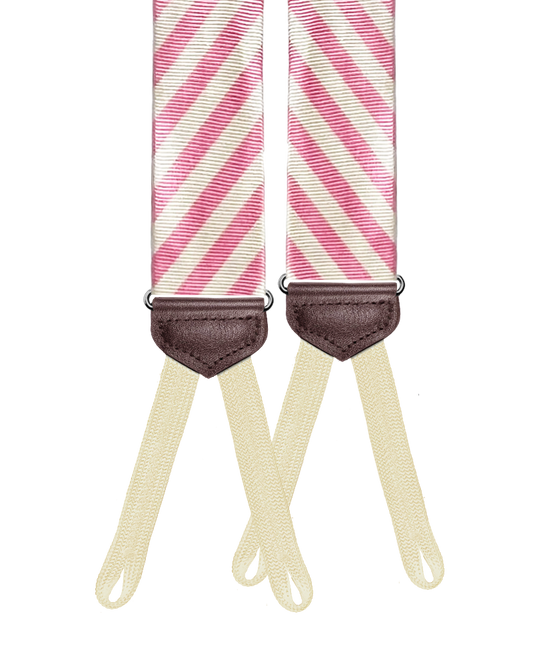 Limited Edition<br>Hudson Stripe Pink/Ivory Suspenders - KK & Jay Supply Co.