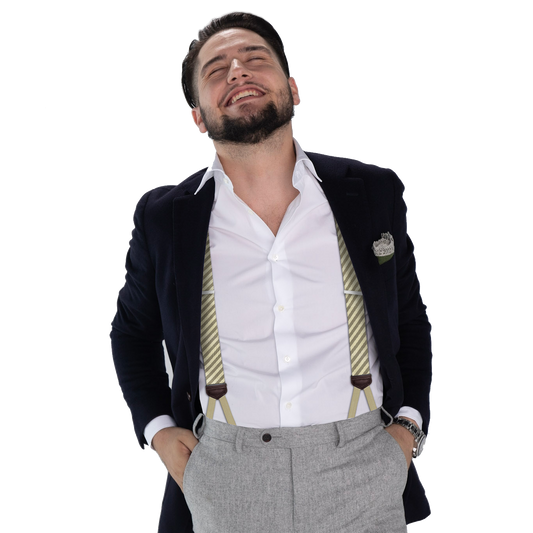 Limited Edition<br>Hudson Stripe Sage/Ivory Suspenders - KK & Jay Supply Co.