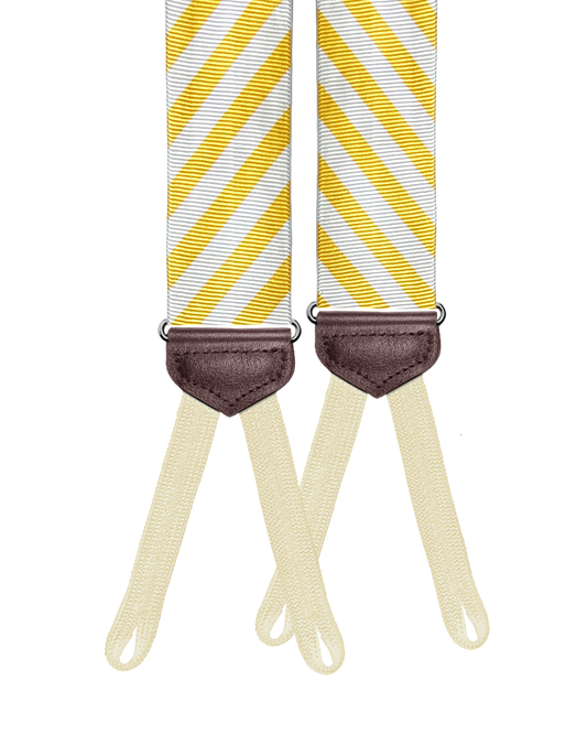 Limited Edition<br>Hudson Stripe Yellow/Ivory Suspenders - KK & Jay Supply Co.
