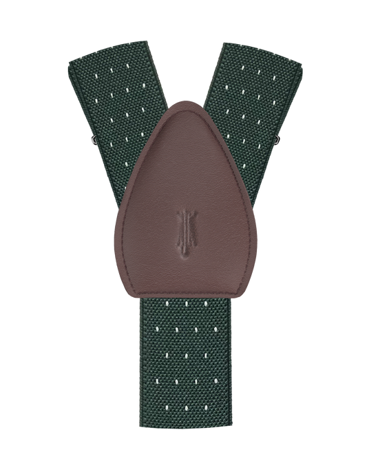 Jackson Dot Forest Green/White Shirttail Garters - KK & Jay Supply Co.