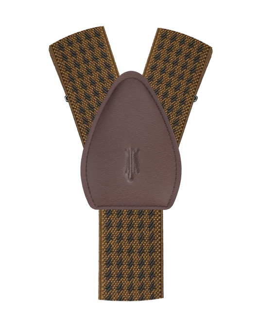 Newbold Houndstooth Coffee/Brown Shirttail Garters - KK & Jay Supply Co.