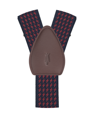 Newbold Houndstooth Navy/Red Shirttail Garters - KK & Jay Supply Co.