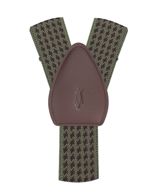 Newbold Houndstooth Olive/Maroon Shirttail Garters - KK & Jay Supply Co.