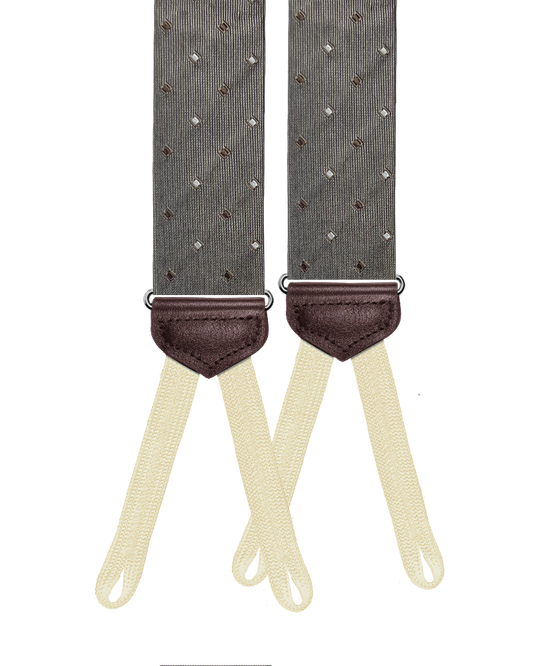 Limited Edition<br>Norton Grey Silk Suspenders - KK & Jay Supply Co.