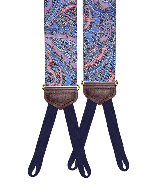 Limited Edition<br>Rockland Pink Paisley Silk Suspenders - KK & Jay Supply Co.
