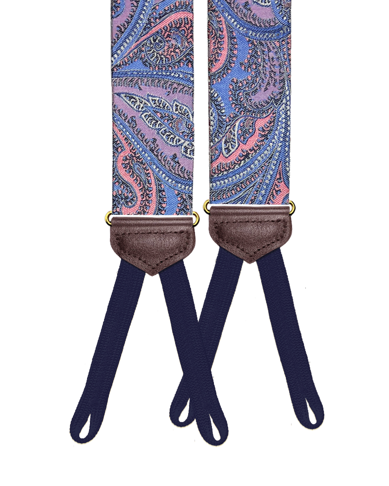 KK & Jay Supply Co. Rockland Paisley Silk Suspenders Pink