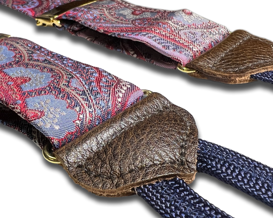 Limited Edition<br>Rockland Red Paisley Silk Suspenders - KK & Jay Supply Co.