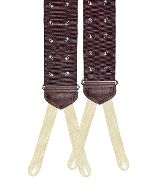 Limited Edition<br>Wadhams Paisley Spot Silk Suspenders - Maroon - KK & Jay Supply Co.