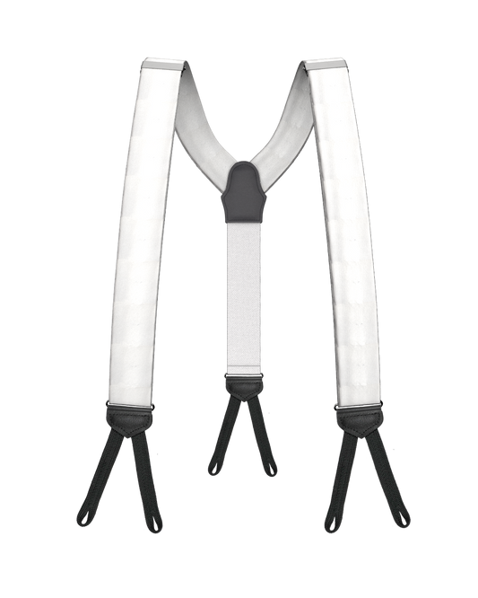White Silk Braided End Suspenders - KK & Jay Supply Co.