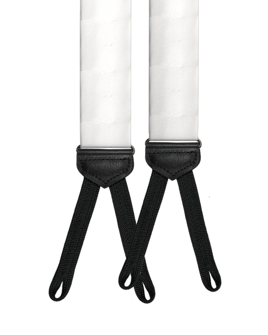White Silk Braided End Suspenders - KK & Jay Supply Co.