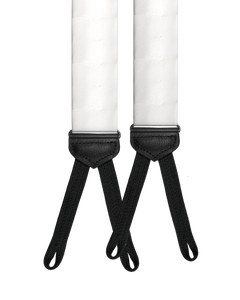 White Silk Black Braided End Suspenders