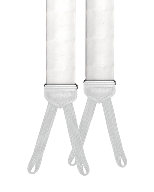 White Silk White Braided End Suspenders - KK & Jay Supply Co.
