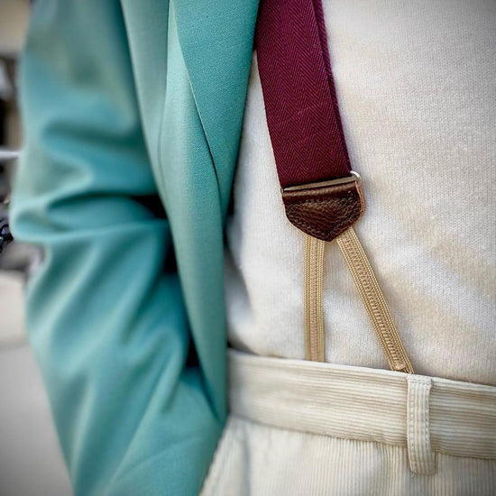Limited Edition<br>Bingham Maroon Wool Suspenders - KK & Jay Supply Co.