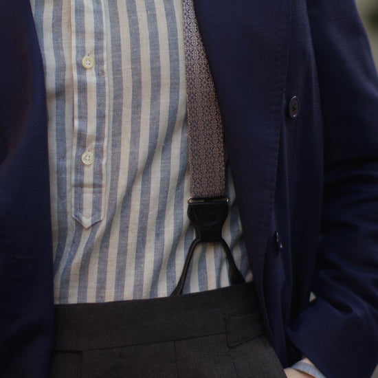 Rosewood Silver Silk Suspenders - KK & Jay Supply Co.