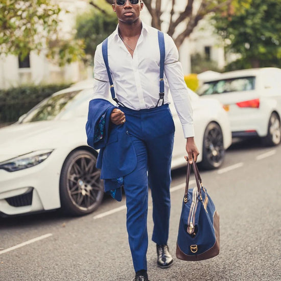 Rosewood Navy Silk Suspenders - KK & Jay Supply Co.